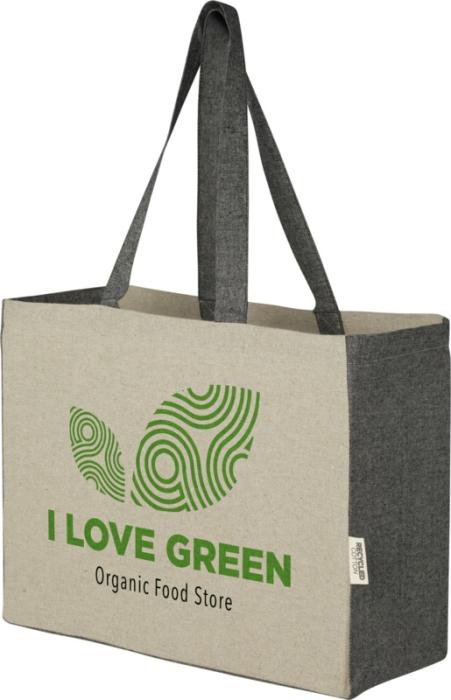 Recycled Cotton Gusset Branded Tote Bag With Contrast Sides 18L 190 g/m²