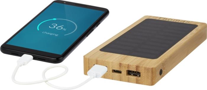 8000 mAh Branded Bamboo Solar Power Bank