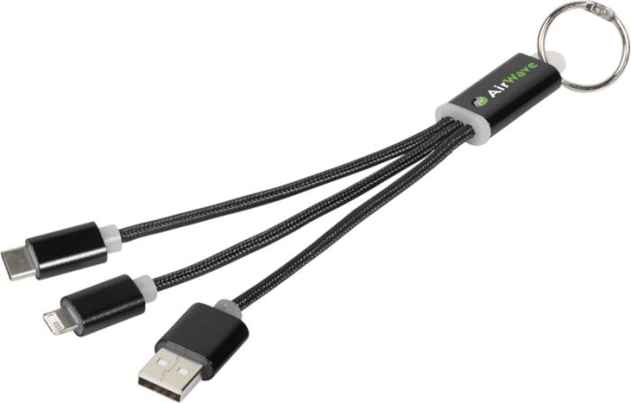 3-in-1 Branded Charging Cable With Keyring
