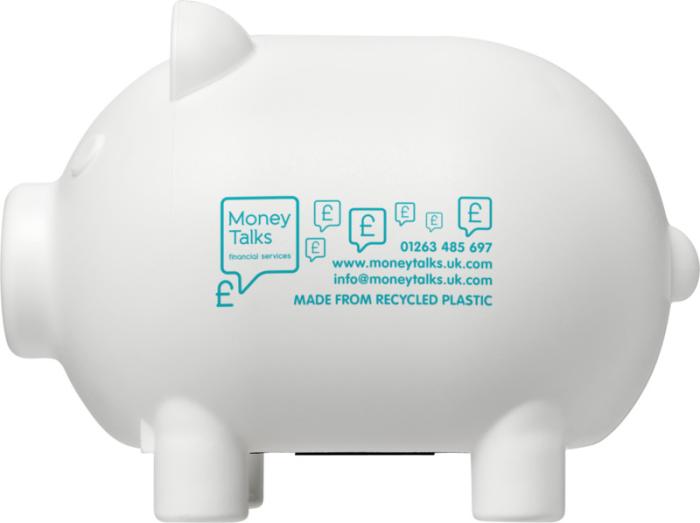 Oink Recycled Plastic Branded Piggy Bank