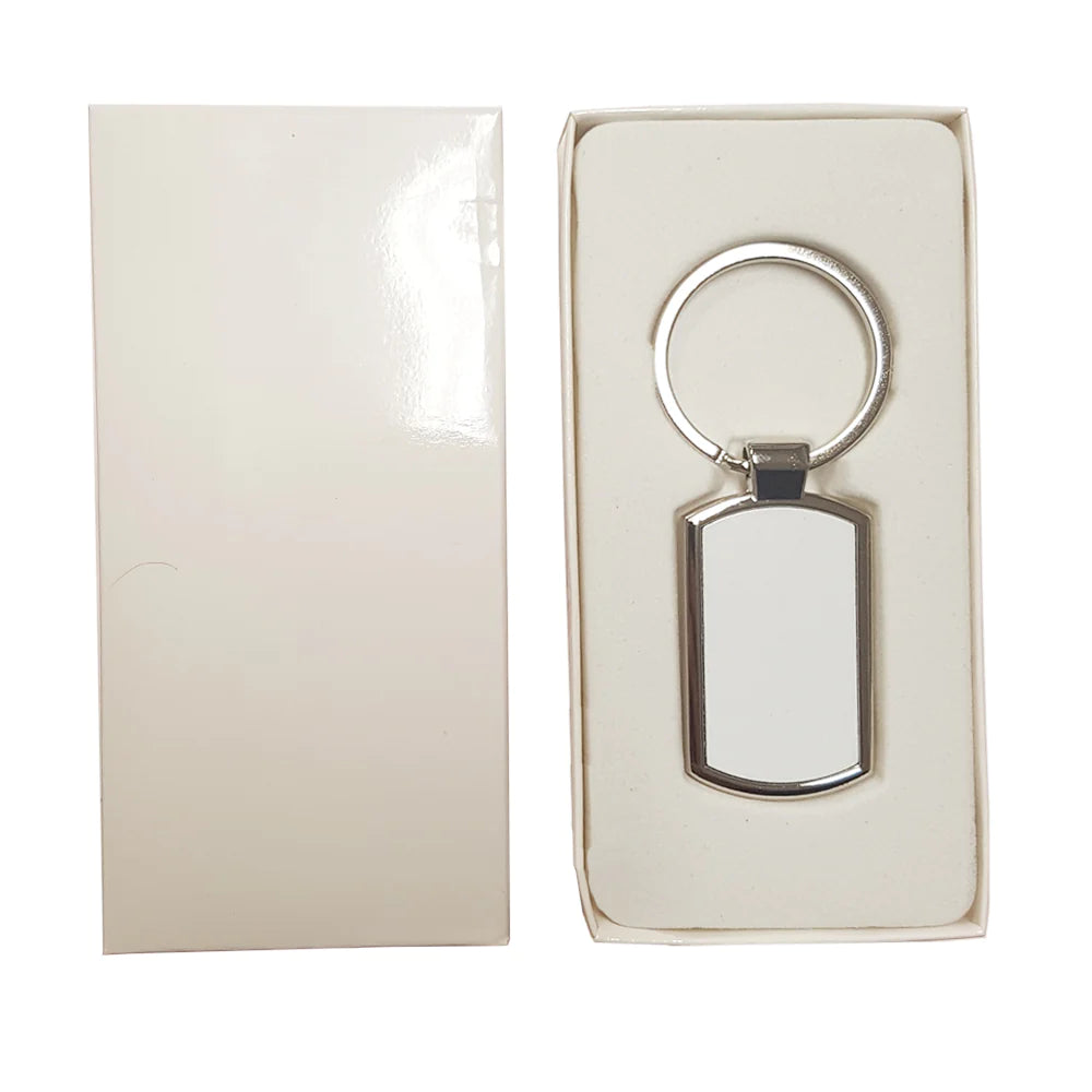Branded Silver Keyring - Oblong