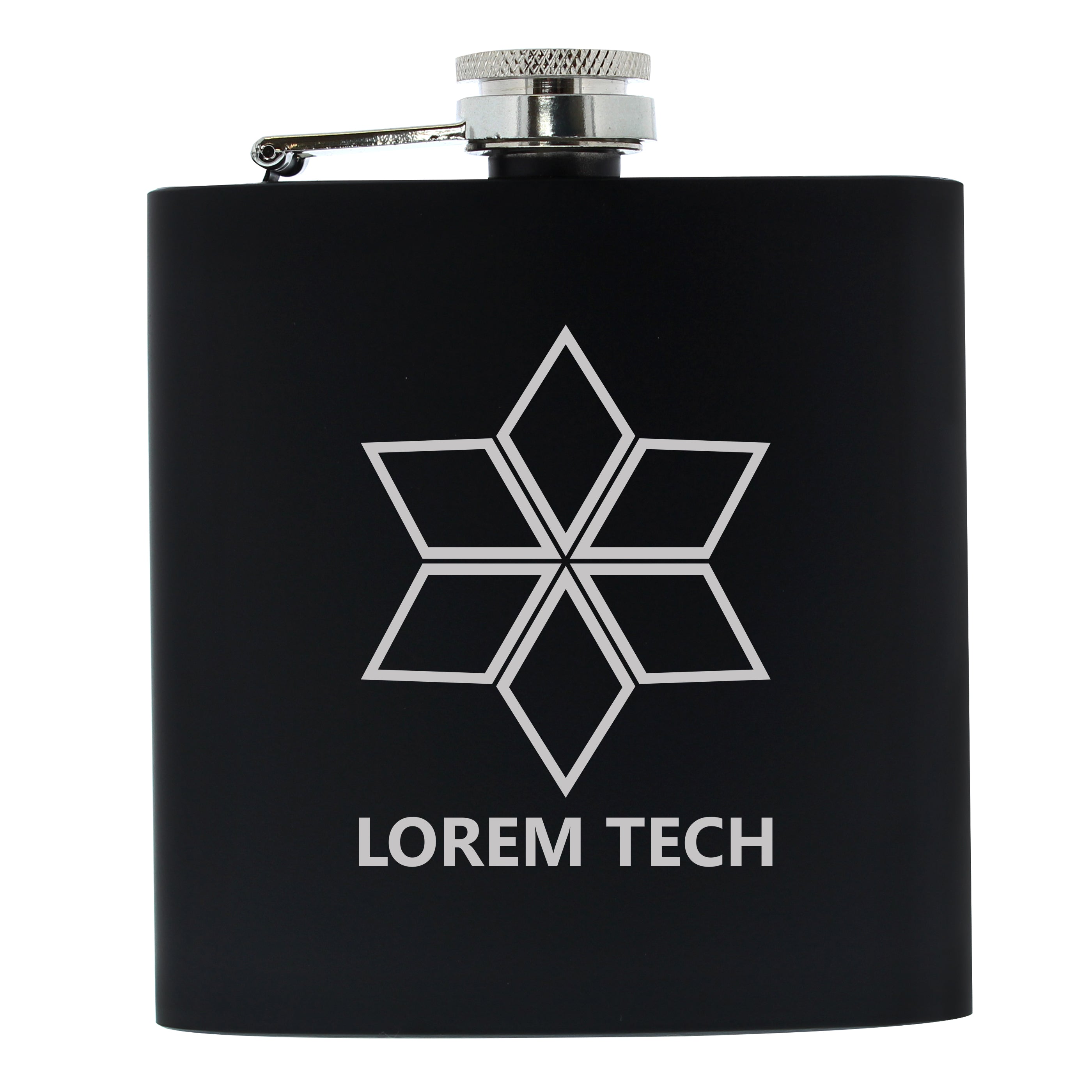 Black Hip Flask Engraved With Company Logo