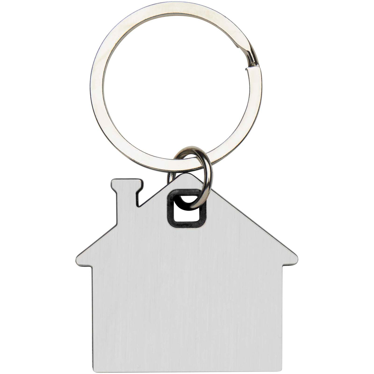 Branded House Shaped Metal Keyring – Nook in Black – supplier reverse view