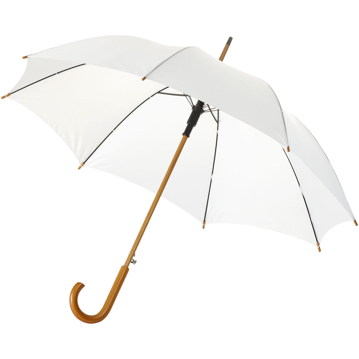 Branded Auto Open Wooden Handle Umbrella 23 Inch – Kyle in White – supplier colour view