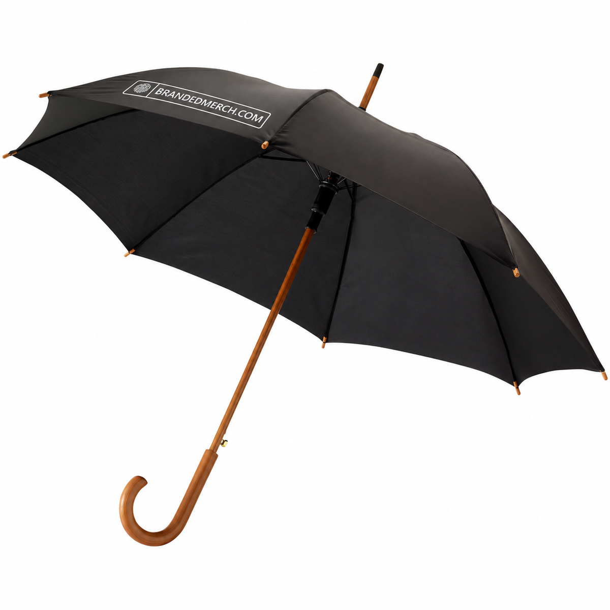 Branded Auto Open Wooden Handle Umbrella 23 Inch - Kyle with BrandedMerch example logo