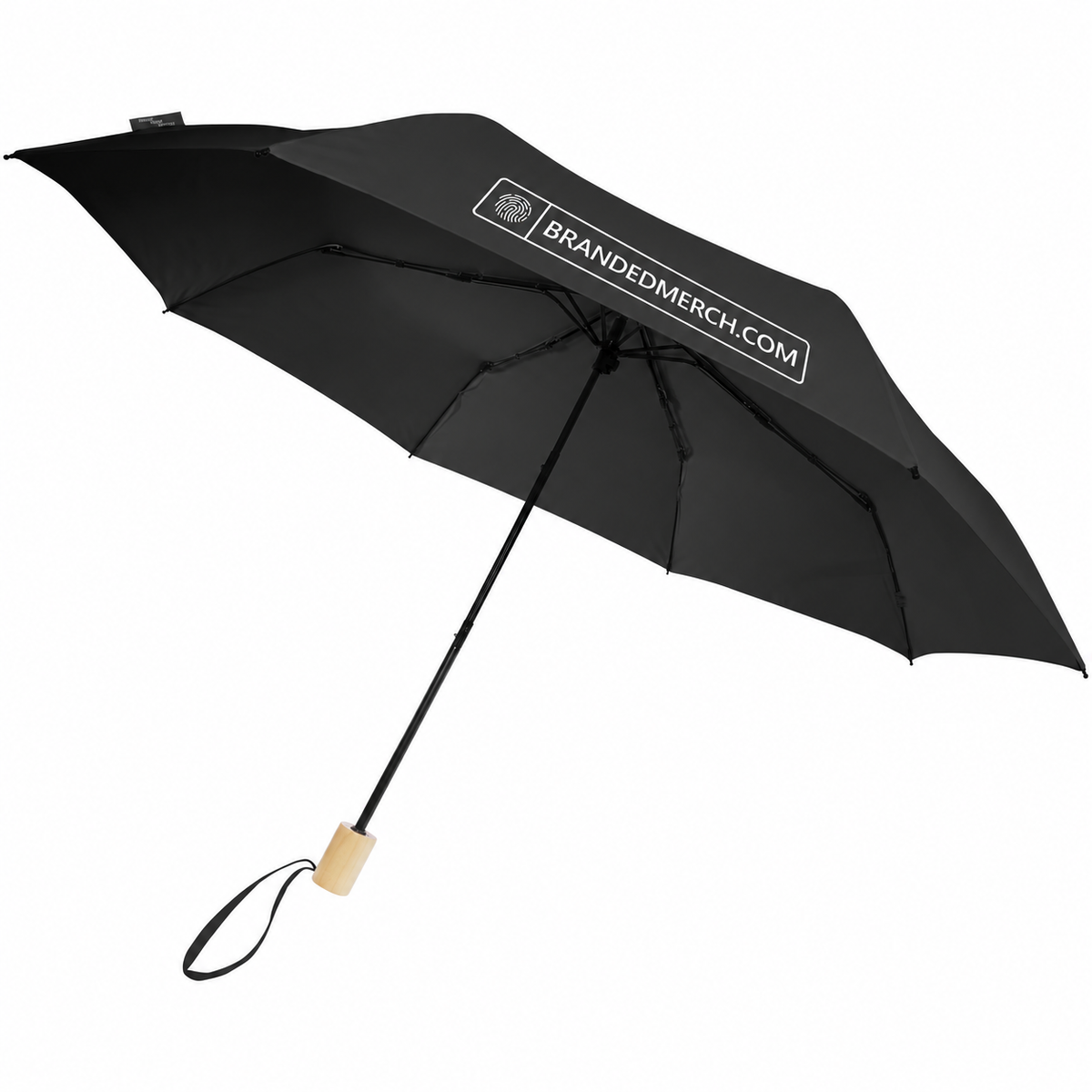 Branded Folding Windproof RPET Umbrella 21 Inch - Birgit with BrandedMerch example logo