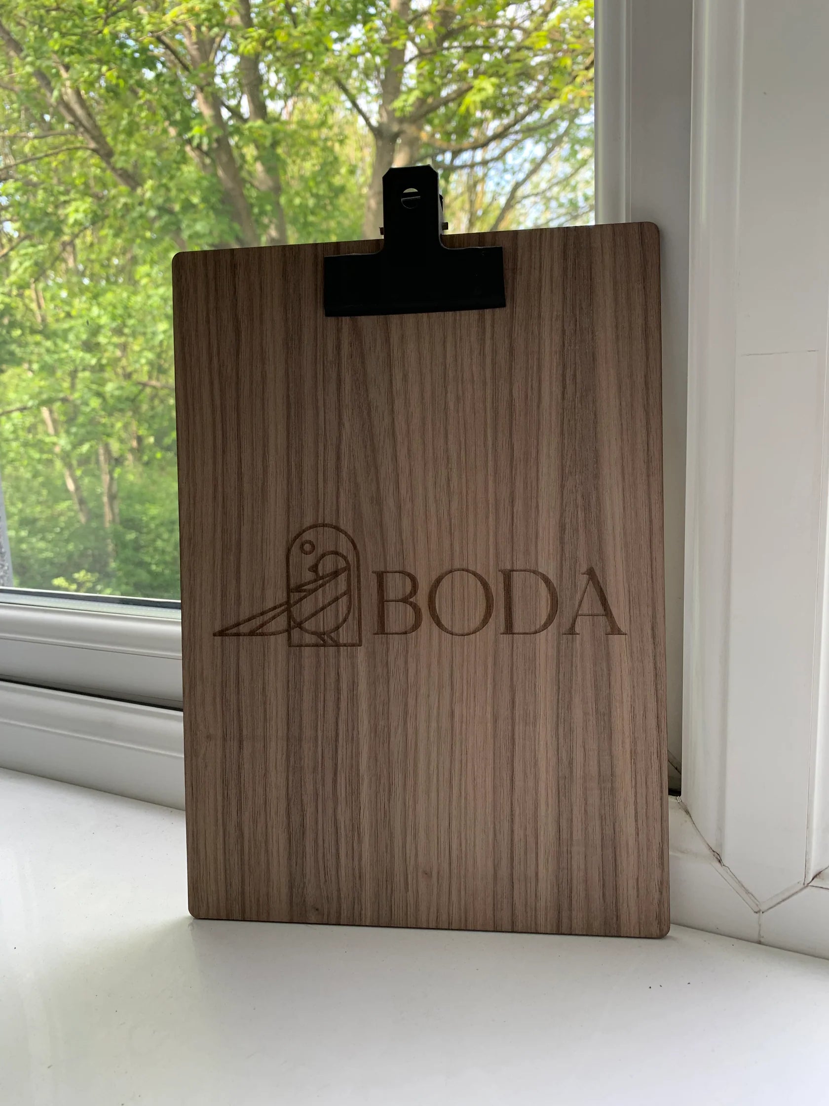 Branded Wooden Clipboard With Silver Fixed Clip (Sanded, Oiled and Waxed)