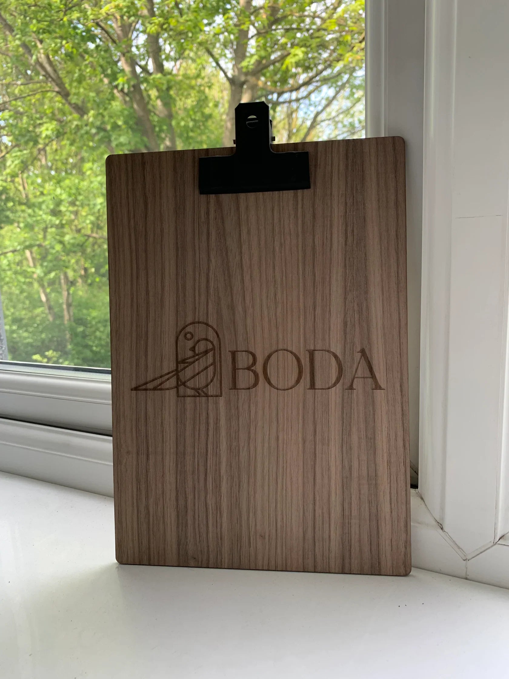 Branded Wooden Clipboard With Black Removable Clip (Sanded, Oiled and Waxed)