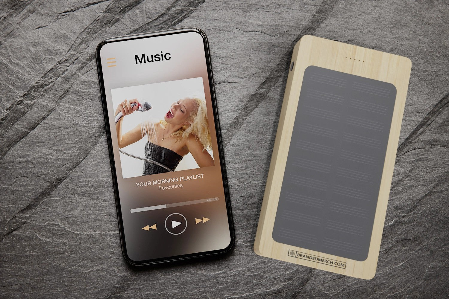 8000 mAh Branded Bamboo Solar Power Bank