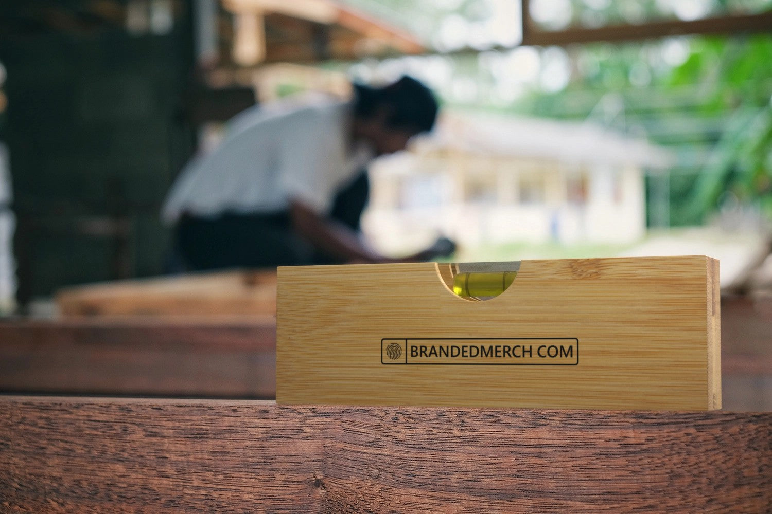 Flush Bamboo Branded Spirit Level With Bottle Opener