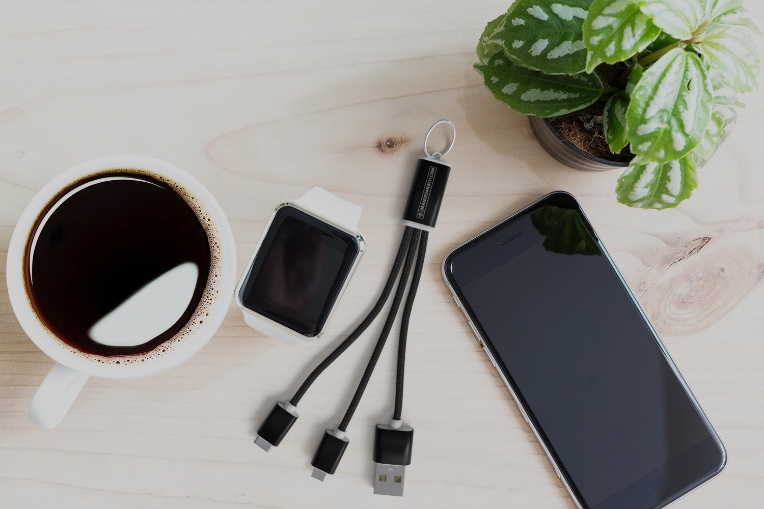 3-in-1 Branded Charging Cable With Keyring