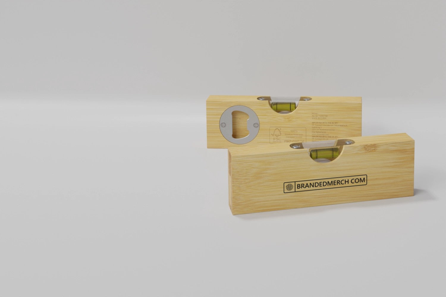 Flush Bamboo Branded Spirit Level With Bottle Opener