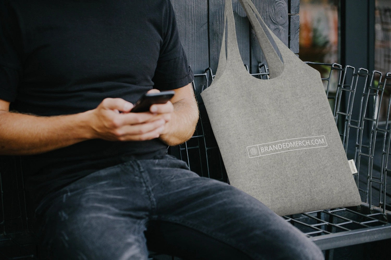 Recycled Cotton Trendy Branded Tote Bag 7L 150 g/m²