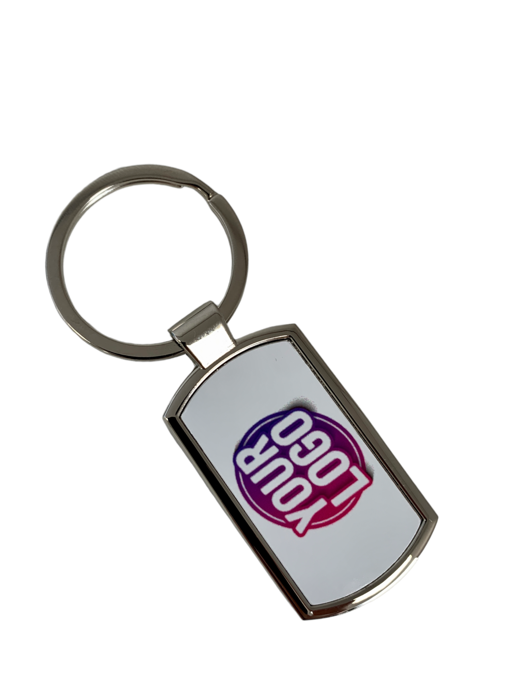 Branded Silver Keyring - Oblong
