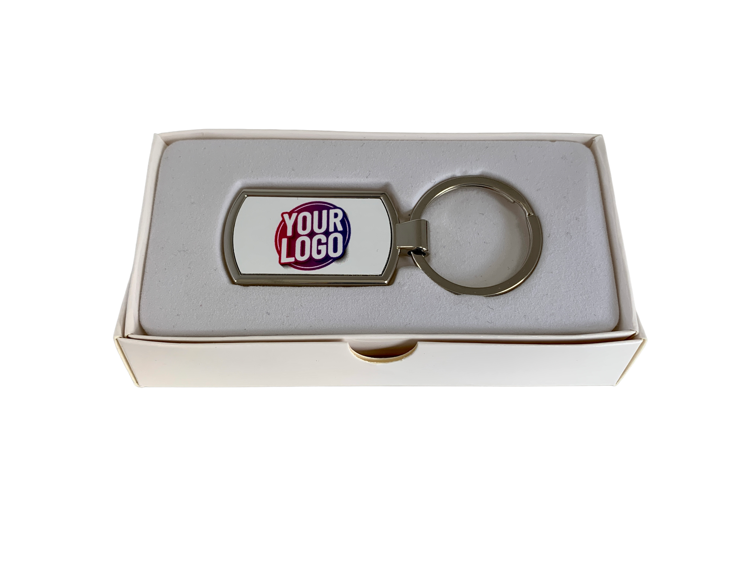 Branded Silver Keyring - Oblong