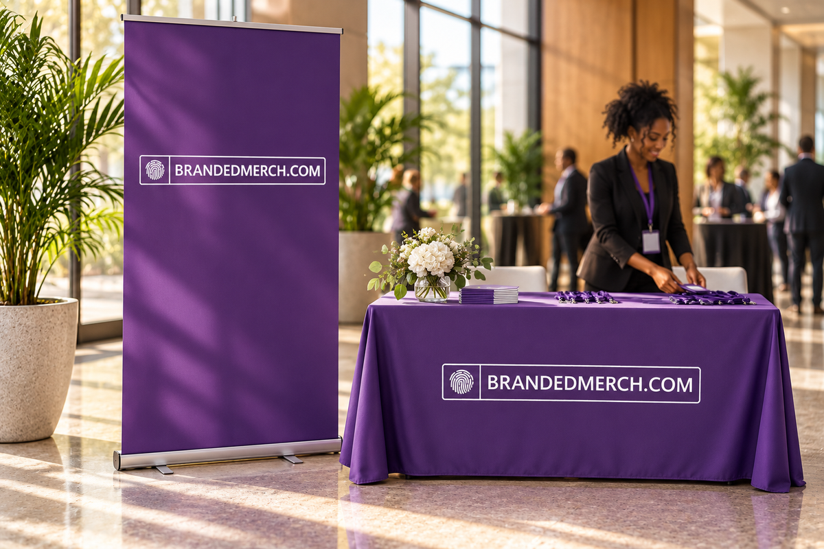 BrandedMerch branded signs products in a realistic lifestyle setting