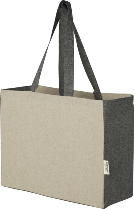 Recycled Cotton Gusset Branded Tote Bag With Contrast Sides 18L 190 g/m²