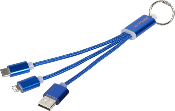 3-in-1 Branded Charging Cable With Keyring