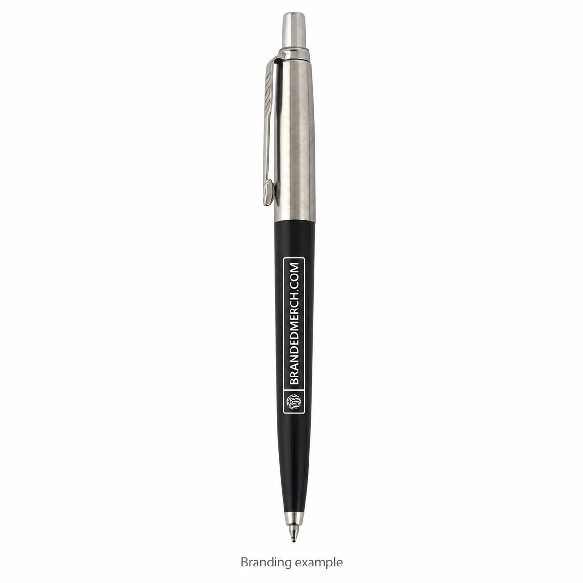 Branded Parker Jotter Recycled Ballpoint Pen with BrandedMerch logo — branding example