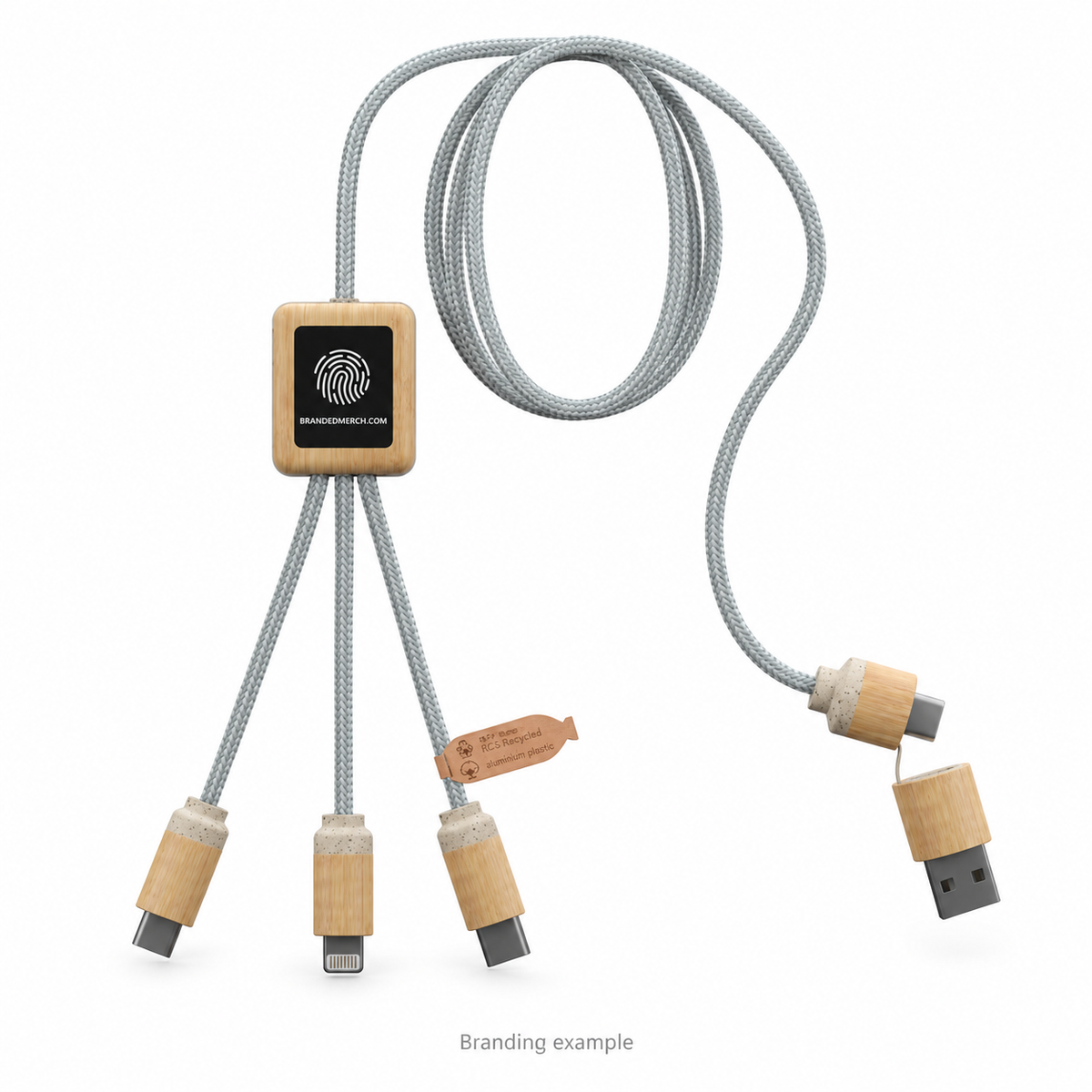 Branded SCX.design 5-in-1 Light-Up Charging Cable with BrandedMerch logo – branding example