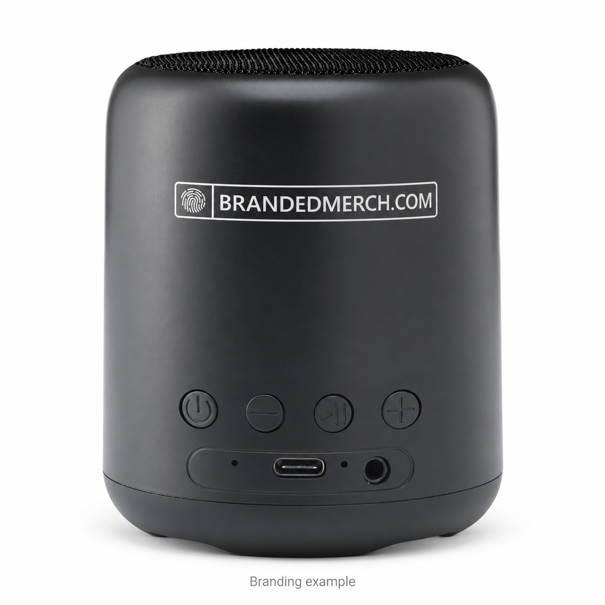Branded Recycled ABS Bluetooth Speaker 5W with BrandedMerch logo – branding example