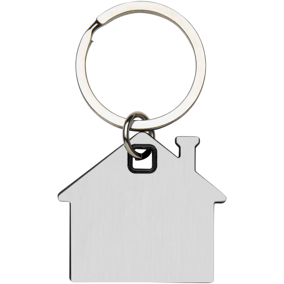 Branded House Shaped Metal Keyring – Nook in Black – supplier front view