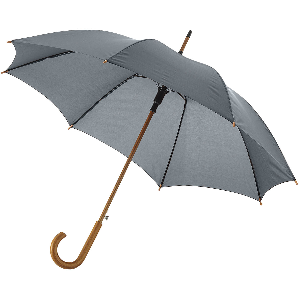 Branded Auto Open Wooden Handle Umbrella 23 Inch – Kyle in Grey – supplier colour view