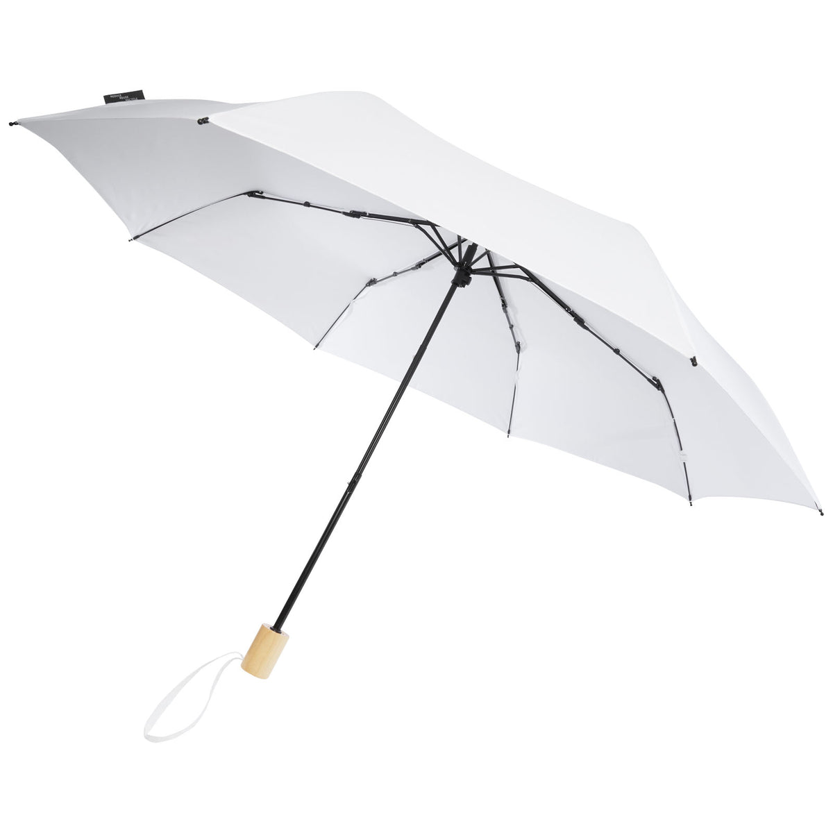 Branded Folding Windproof RPET Umbrella 21 Inch – Birgit in White – supplier colour view