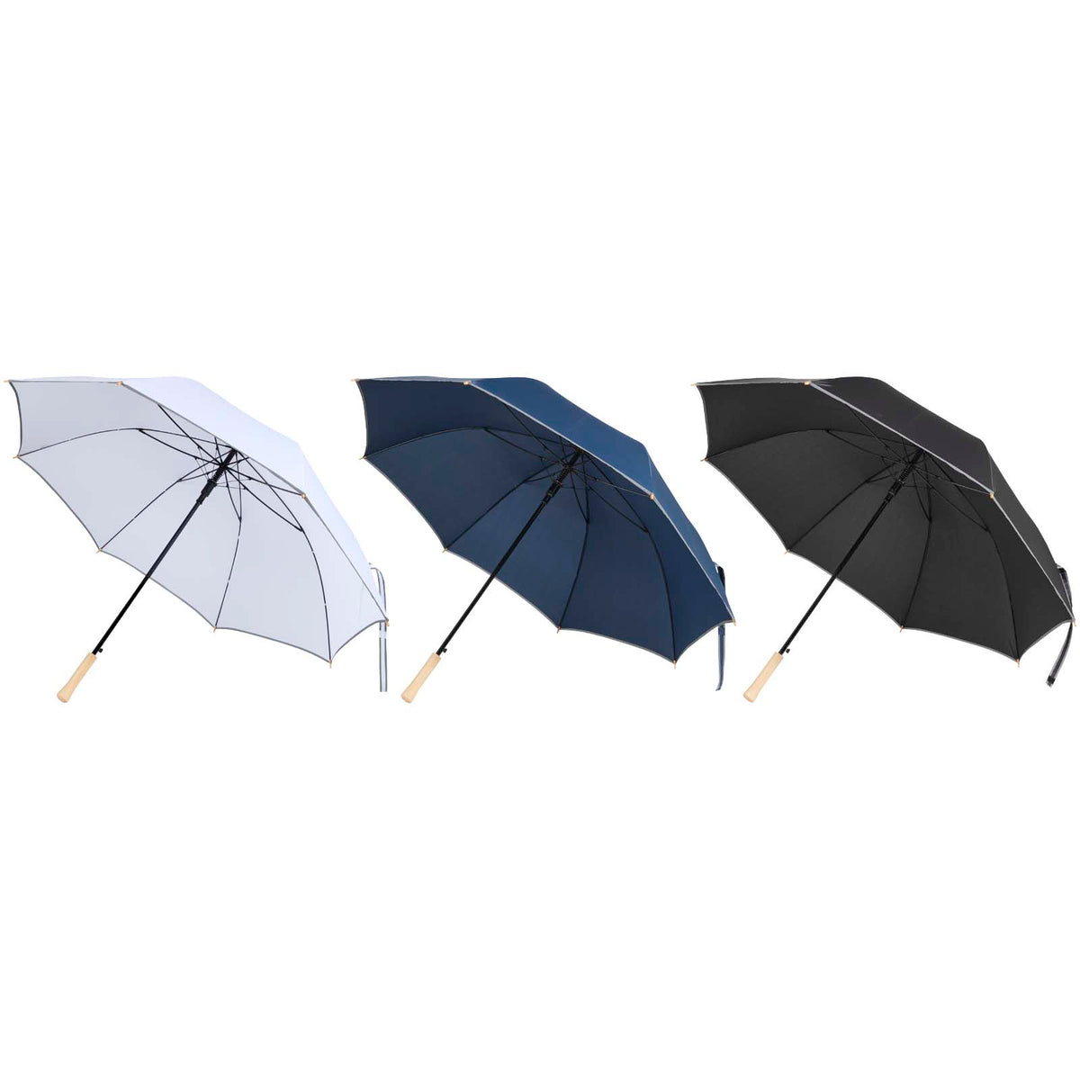 Branded Reflective Windproof RPET Umbrella 30 Inch Norman White, Navy and Black colour options