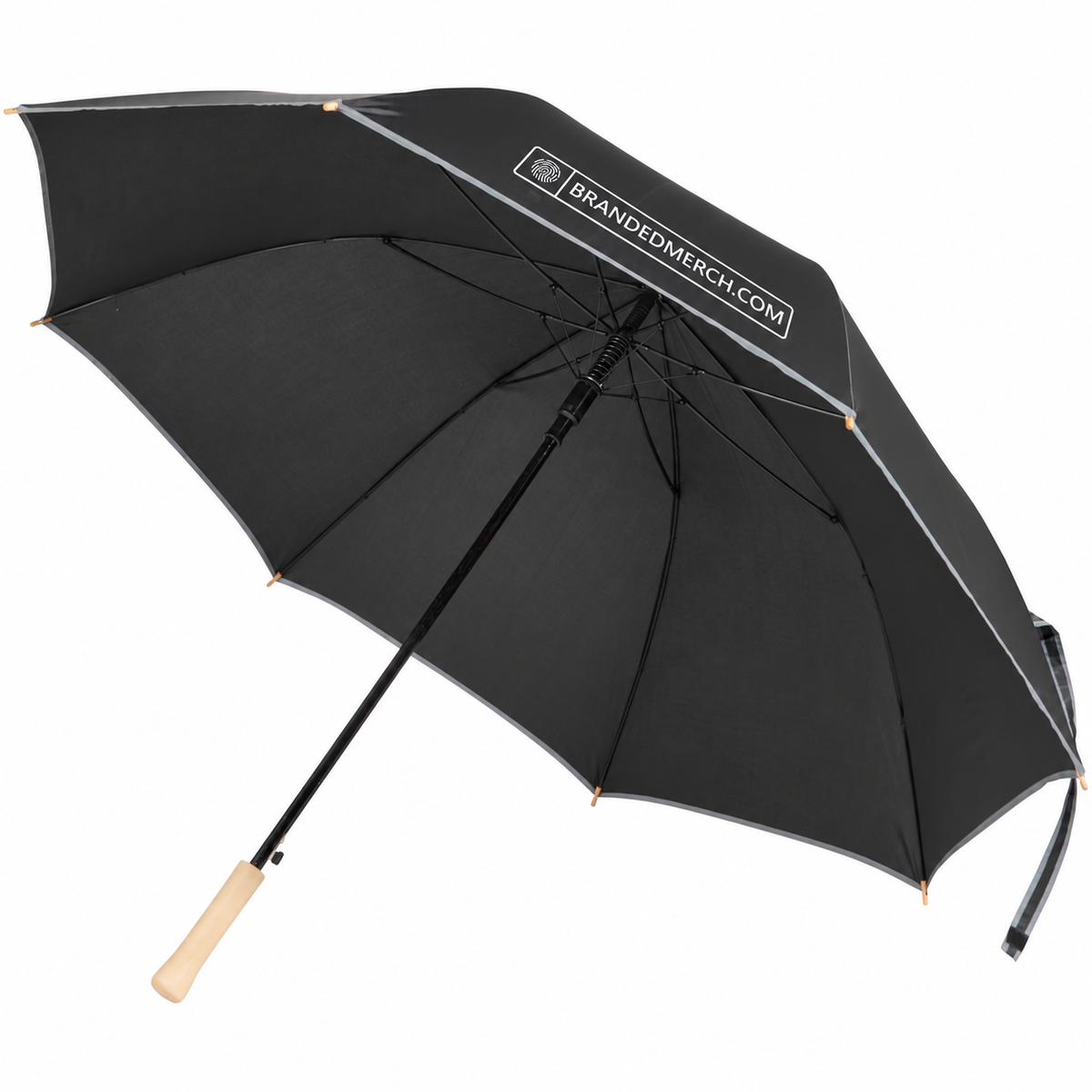 Branded Reflective Windproof RPET Umbrella 30 Inch Norman with BrandedMerch example logo