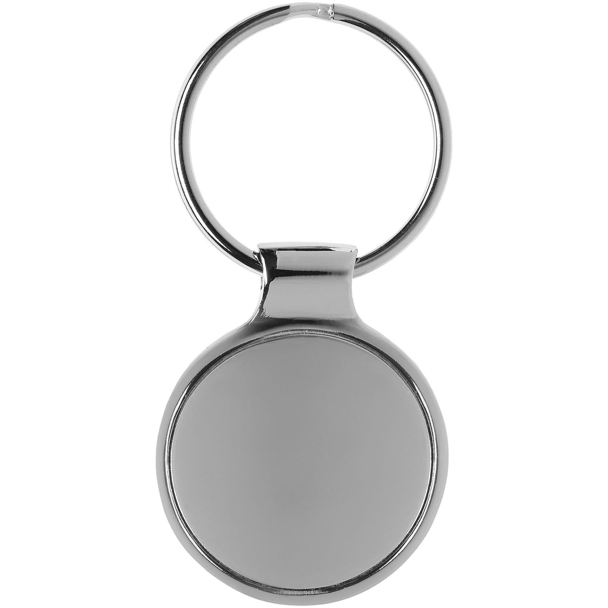 Branded Round Polished Metal Keyring – Orlene in Silver – supplier front view