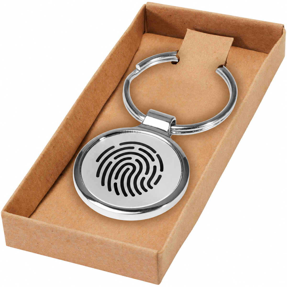Branded Round Polished Metal Keyring - Orlene with BrandedMerch example logo